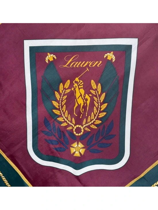 POLO Ralph Lauren LAUREN Uni Crest Equestrian vintage large square Scarf Japan - Picture 4 of 11